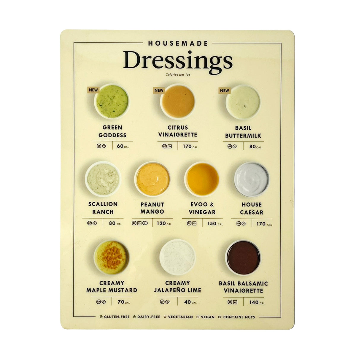 Modern Market Salad Dressing Menu
