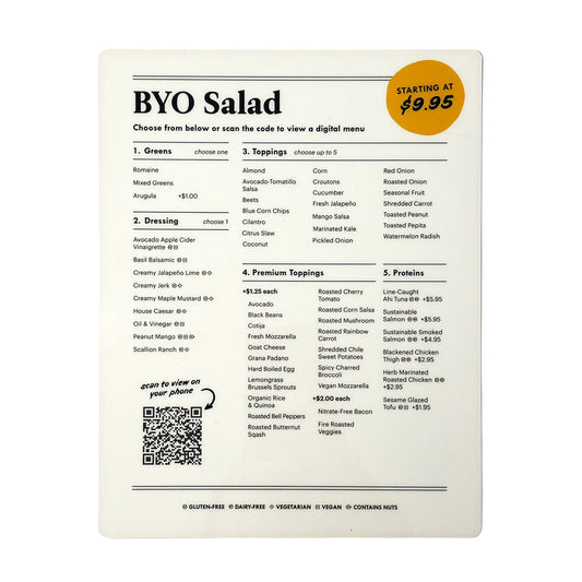 Modern Market BYO Salad Menu