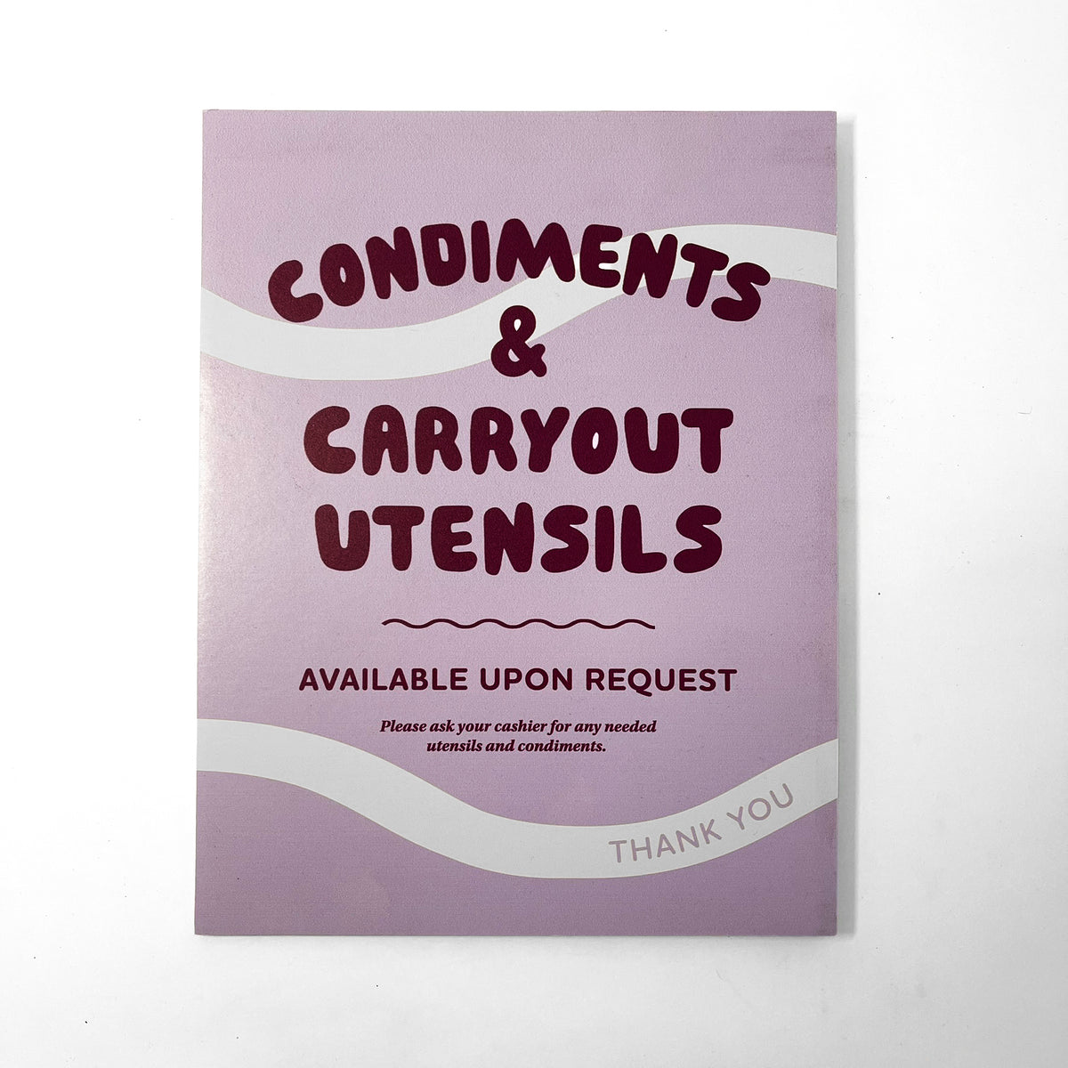 Modern Market Condiments and Carryout Utensils Sign